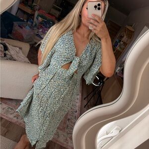 Faithfull the Brand Blue Floral Midi Dress